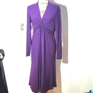 Evan Picone Vintage Purple elegant Evening dress V Faux wrap Front Ruching Sz.10